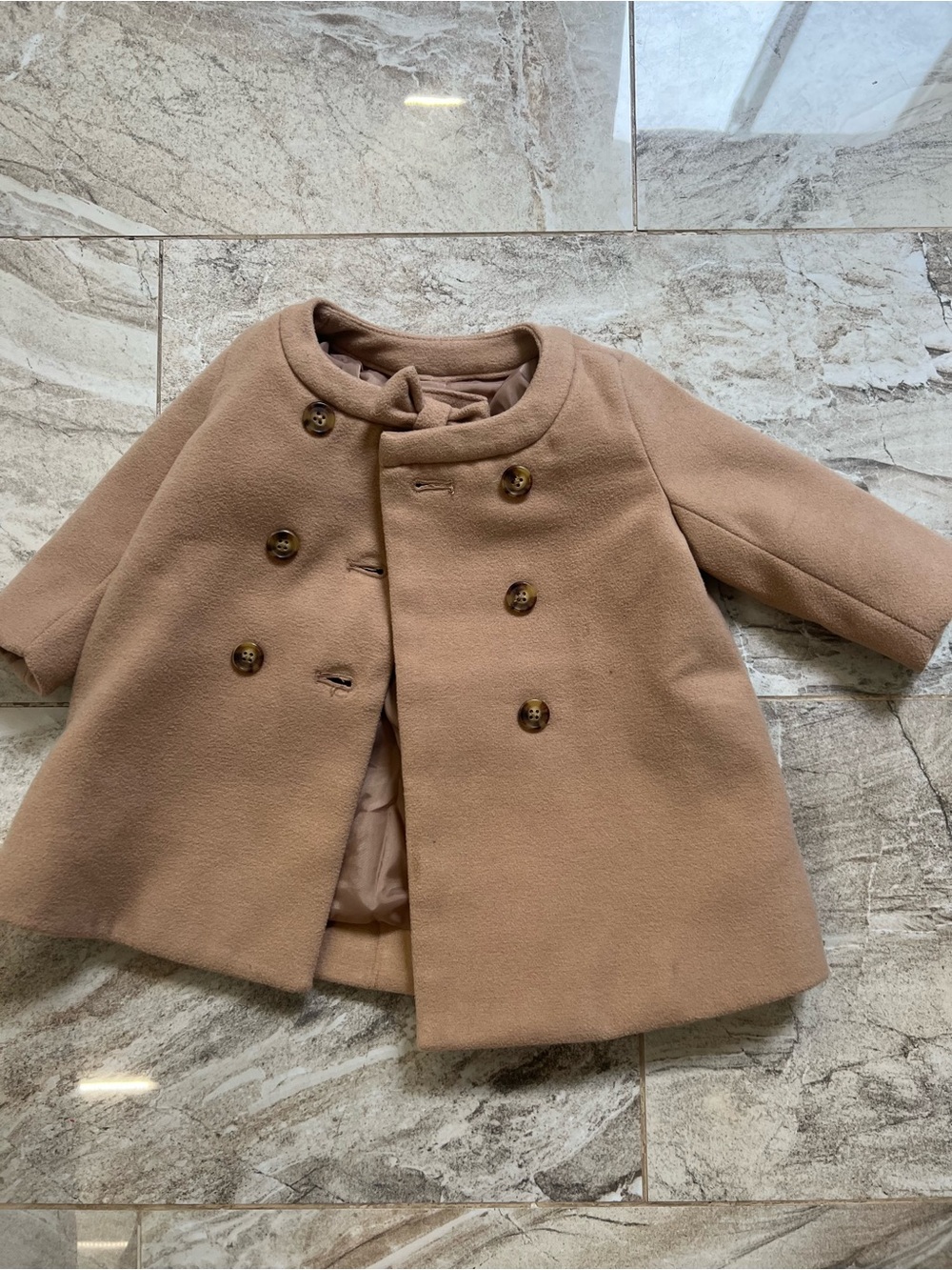 GAP Girls Double-Breasted Camel Pea Coat
